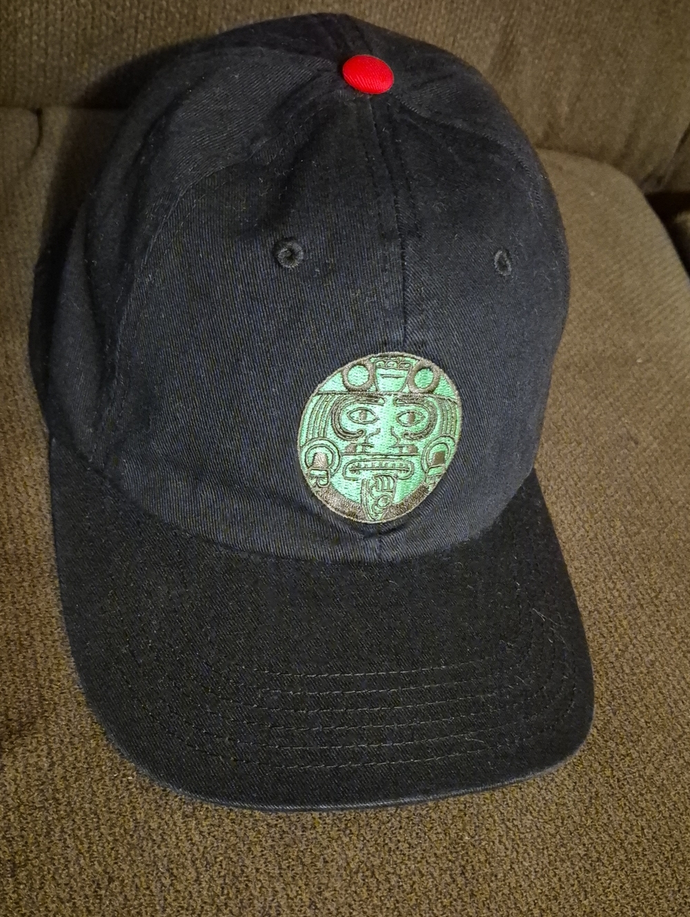 Talisman Mexico Black Adjustable Cap with Green Aztec Patch
